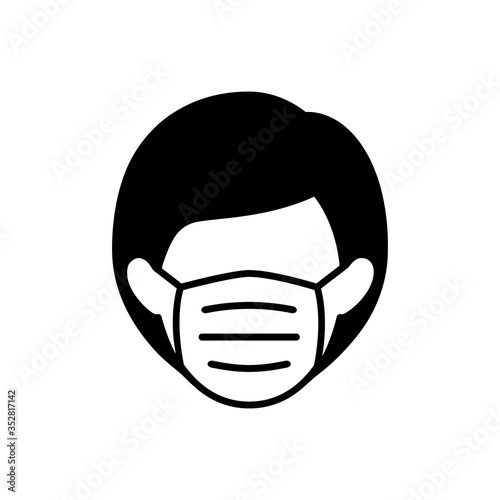 Woman with medical mask icon avoid COVID-19 coronavirus