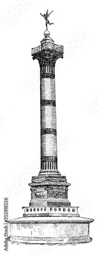 Colonne Juillet, vintage illustration.