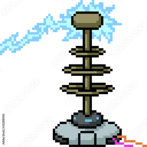vector pixel art isolated tesla coil weapon