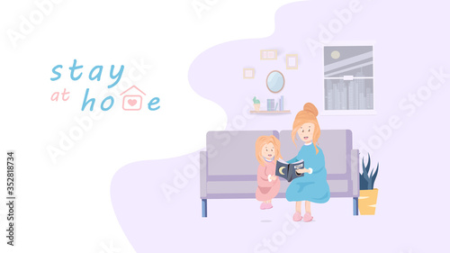 People vector, Stay at home, family time quarantine, human activity, cartoon character flat design background vector illustration