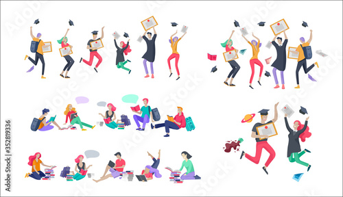 Set of web page design templates for online education, training and courses, learning, video tutorials. Modern vector illustration concepts for website and mobile website development.