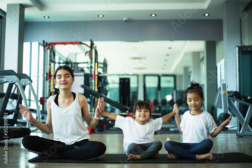 Group of children doing gymnastic exercises