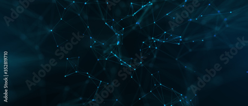 Abstract futuristic - technology with polygonal shapes on dark blue background. Design digital technology concept..