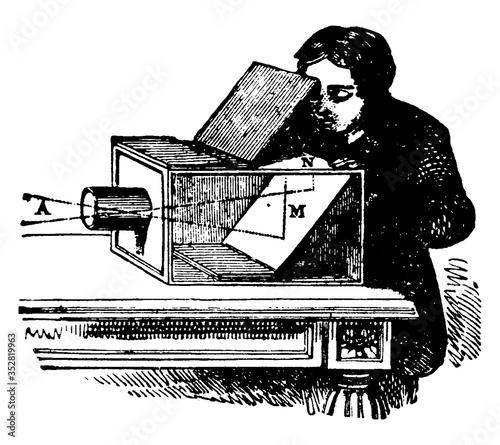 Camera Obscura, vintage illustration.