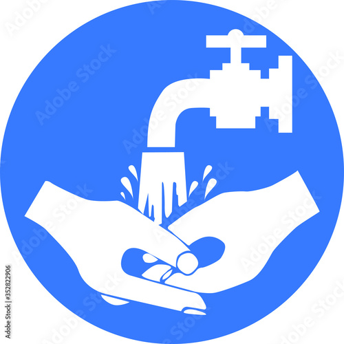 hand washing blue background sign