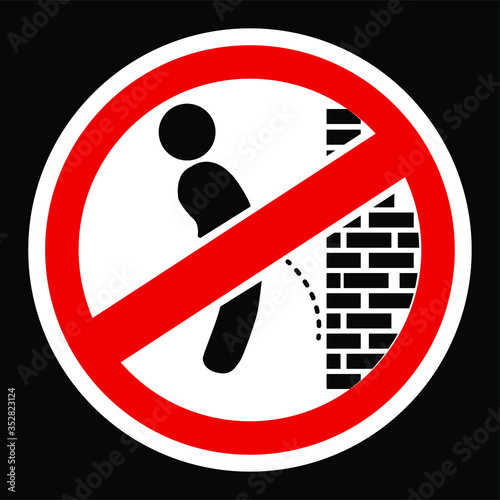 no peeing wall vector sign