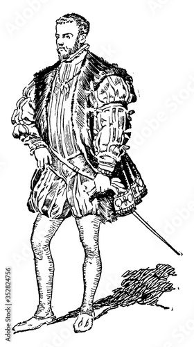 King Philip II, vintage illustration.
