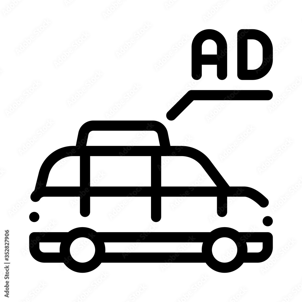 advertisement on car sign icon vector. advertisement on car sign sign. isolated contour symbol illustration advertisement on car sign icon vector. advertisement on car sign sign. isolated contour symbol illustration
