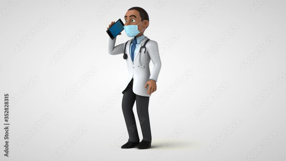 Fun 3D cartoon doctor character walking Fun 3D cartoon doctor character walking
