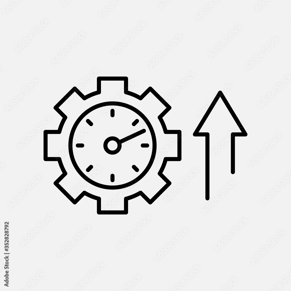 Time management line icon. Timer and organization, management symbol. logo. Outline design editable stroke. For yuor design. Stock - Vector illustration.