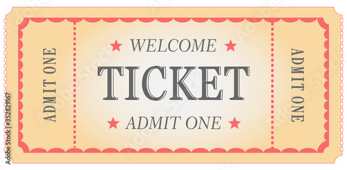  Vector illustration of a universal ticket in retro vintage style