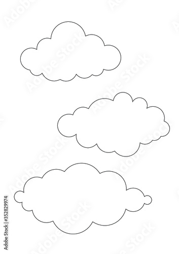 Cloud Vector white clouds outline | digital clouds illustration | graphic resources and design | collection of fluffy cloud artwork