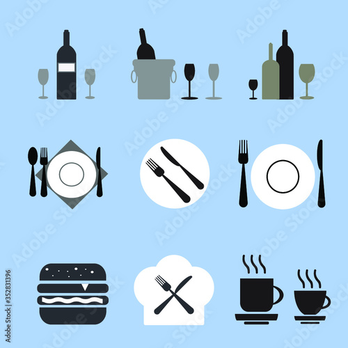 Restaurant icons set
