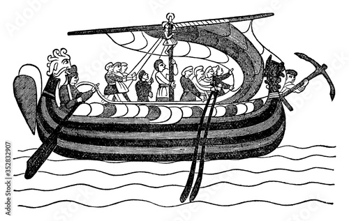 Bayeux Tapestry, vintage illustration.