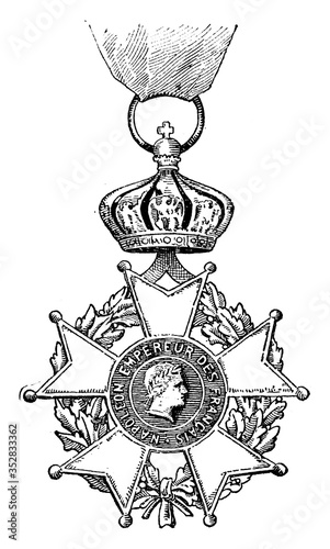 Slika na platnu Cross of the Legion of Honor, vintage illustration.