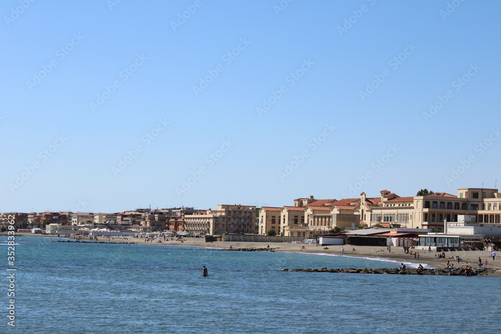 beautiful view of buildings on the beach in anzio near rome italy 