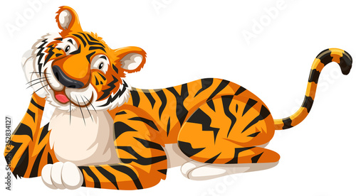 Fototapeta Naklejka Na Ścianę i Meble -  Isolated happy tiger cartoon character