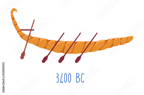 Wooden ship of old times before christ vector