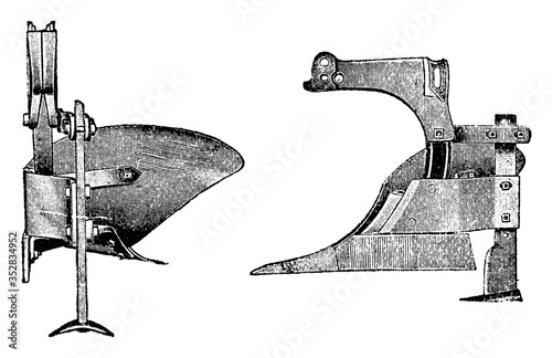 Steel Moldboard Plow, vintage illustration.