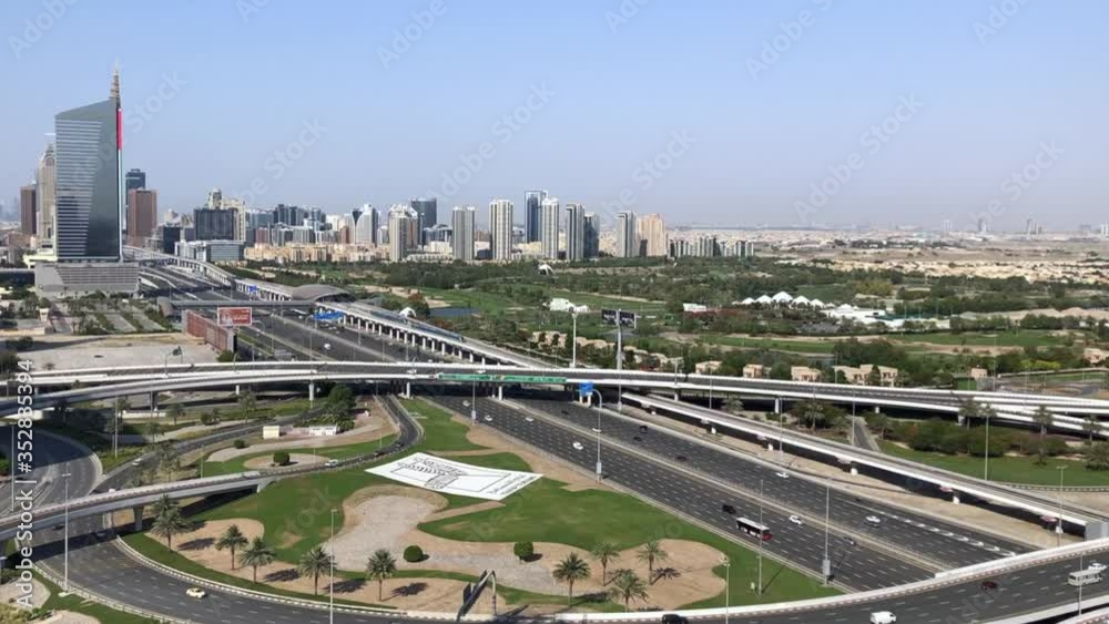 Time lapse of moving cars in Dubai junction Time lapse of moving cars in Dubai junction