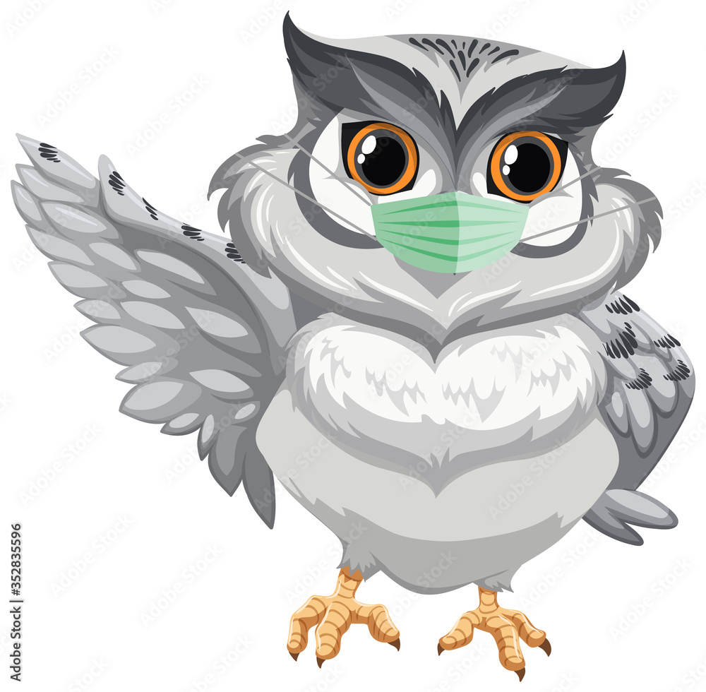 Owl cartoon character wearing mask Owl cartoon character wearing mask