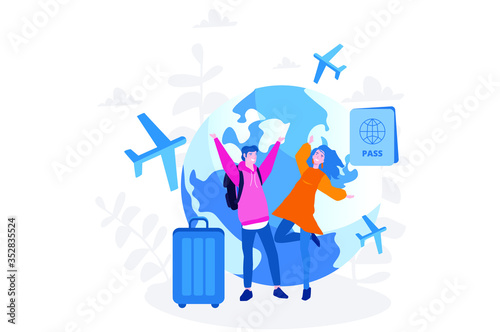 Confirm flight information, travel, mobile app, Vector illustration for web banner, infographics, mobile.  checkin flight
