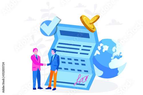 Global trade, Licensing and franchising Vector illustration for web banner, infographics, mobile. 