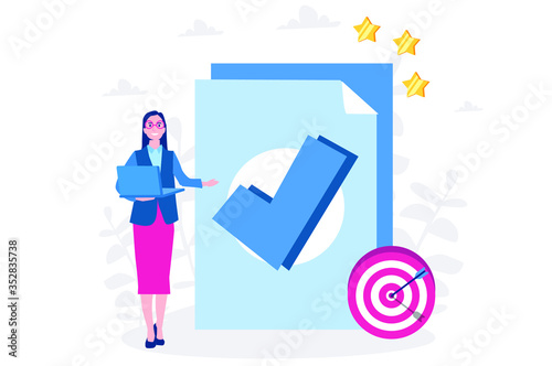 Business woman done job, Vector illustration for web banner, infographics, mobile. 