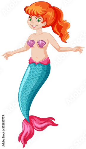 Cute mermaid cartoon character