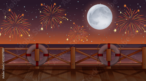 Firework on sky from beach view