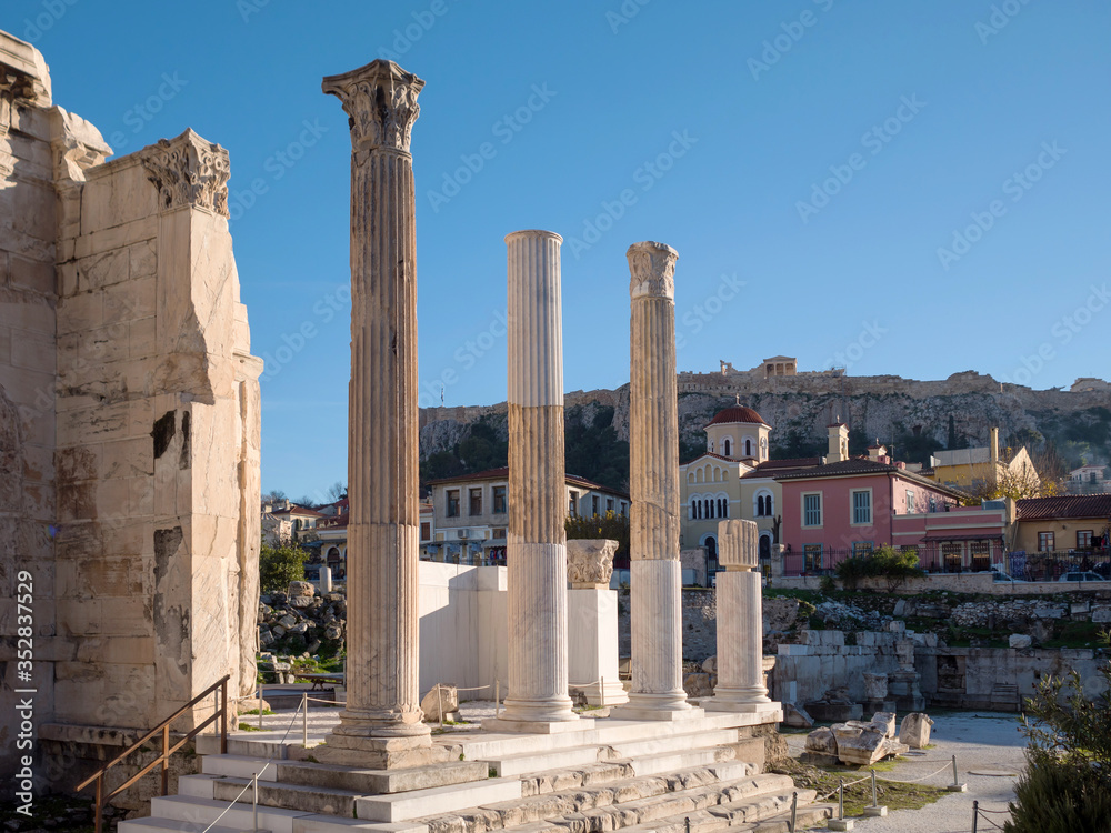 The Hadrian's Library and the Acropolis hill
