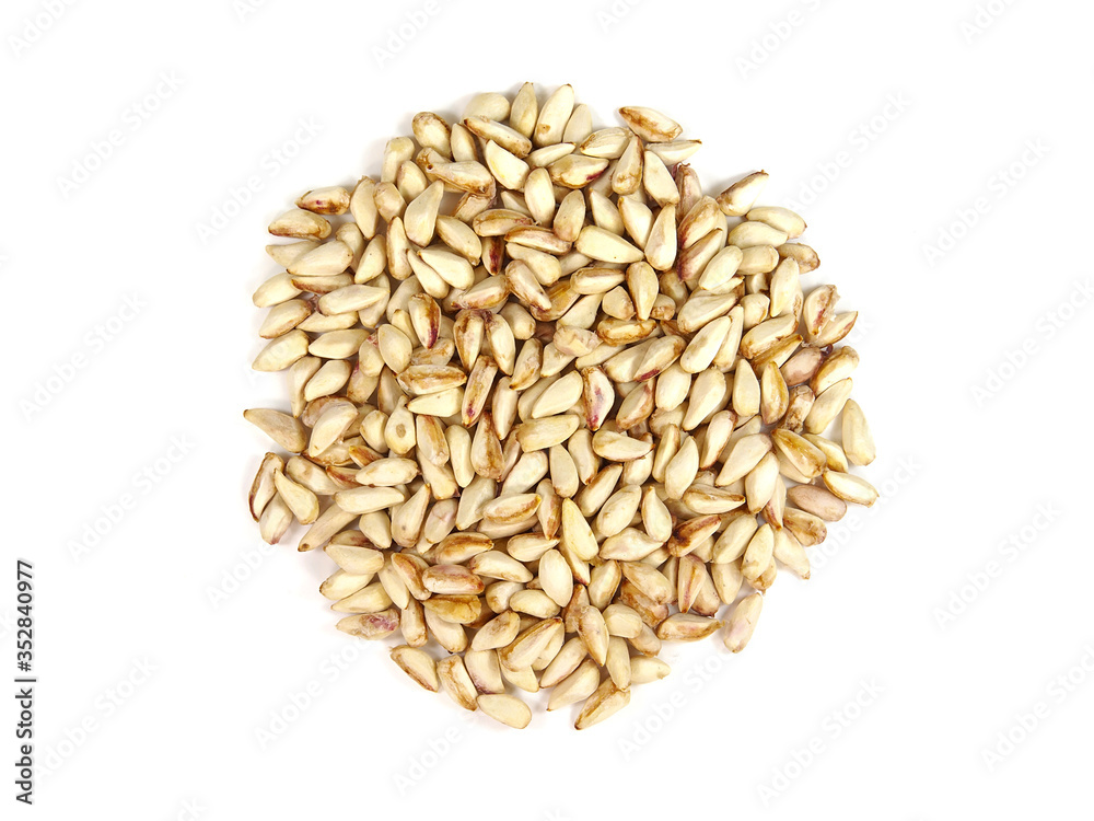 Dried pomegranate seeds isolated on white Dried pomegranate seeds isolated on white
