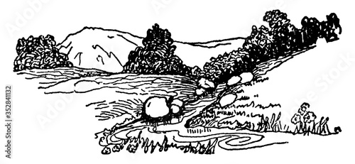 Small Stream, vintage illustration.