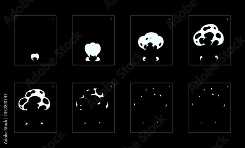 Explosion Smoke effect. Explosion Animation effect. Animation Sprite sheet for games, cartoon or animation. vector style animation effect 1079.