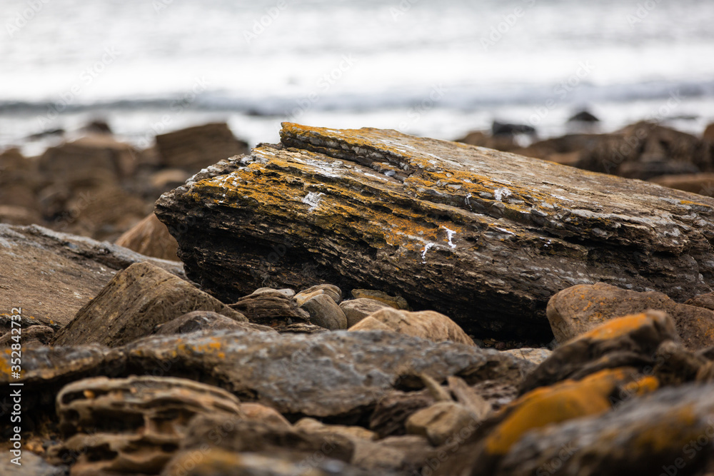 Large rocks onMyponga beach on the Fleurieu Peninsula South Australia on the 24th May 2020