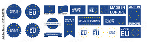 Obraz na płótnie Made in Europe set flat icon for banner design