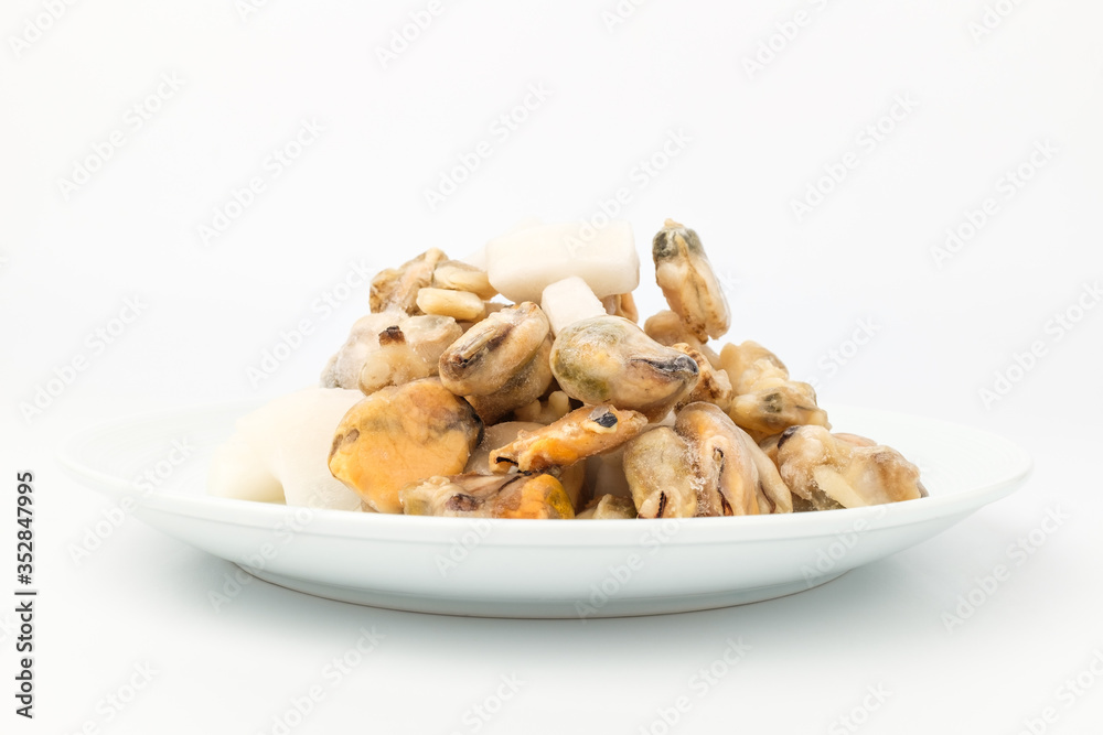Seafood mix on white background Seafood mix on white background