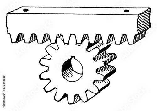 Rack and Pinion, vintage illustration