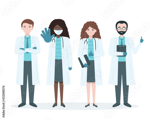 Group of female and male doctors and nurses. Thank you frontline heroes concept