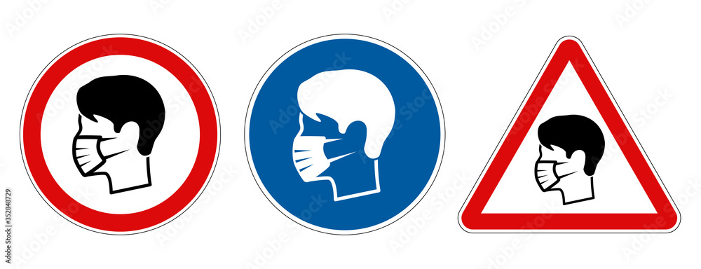 Different face mask protection required signs - obrazy, fototapety, plakaty 