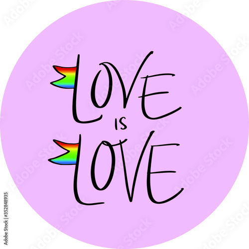 Love is Love lgbt flag lettering sticker poster design 