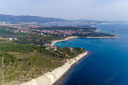 The Resort Of Gelendzhik. the area of Blue Bay. In the background the Gelendzhik Bay and the Markotkh mountain range, Caucasus mountains