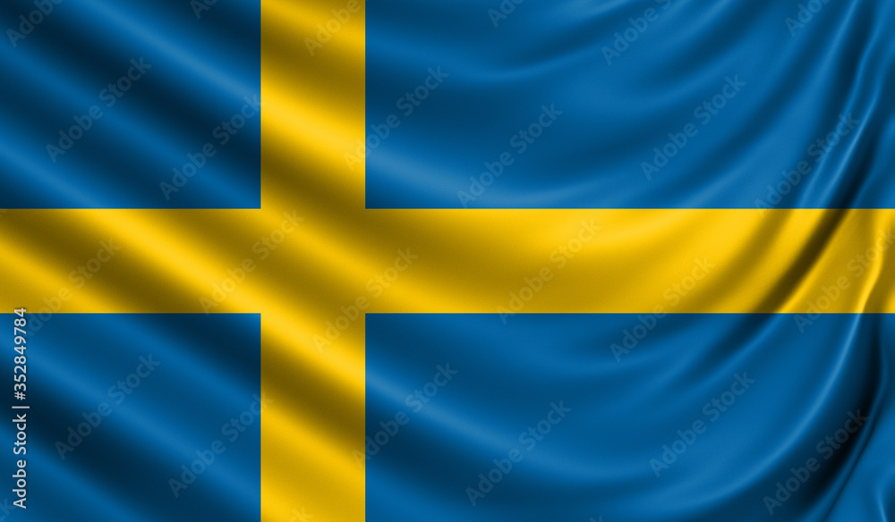Waving flag of the country of the European Union. 3d illustration Waving flag of the country of the European Union. 3d illustration
