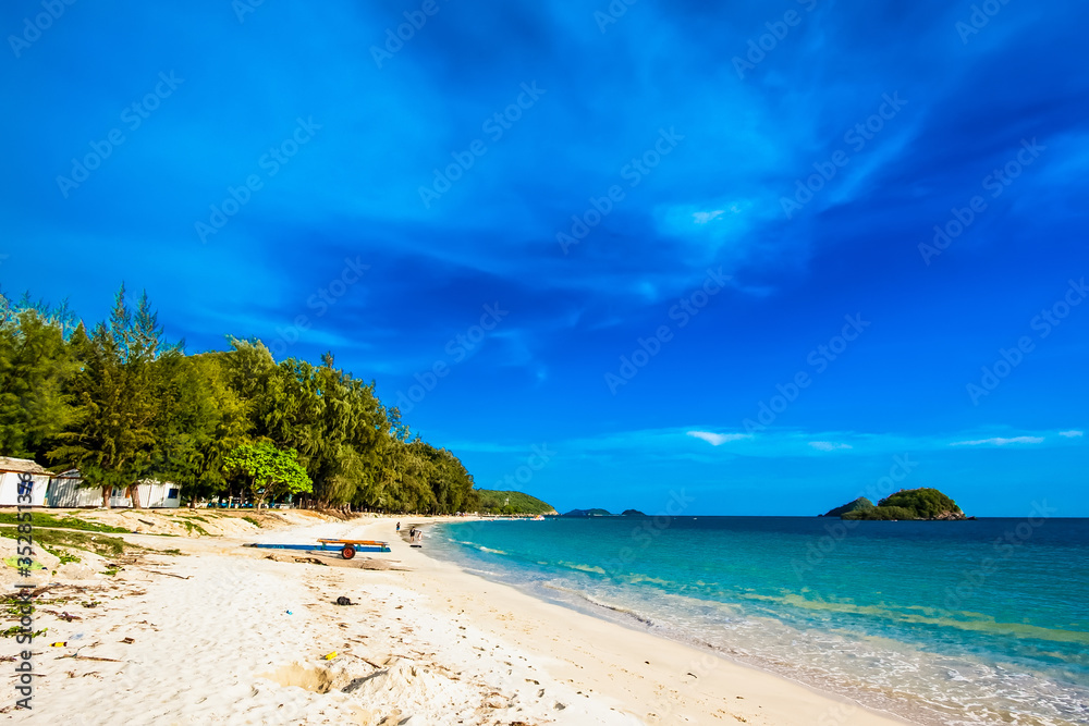 beautiful beach on the tropical sea at summer day for use as a banner background