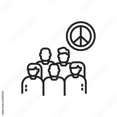 Anti war movement line black icon. Peaceful protest. Social protest. Pictogram for web page, mobile app, promo. Editable stroke.