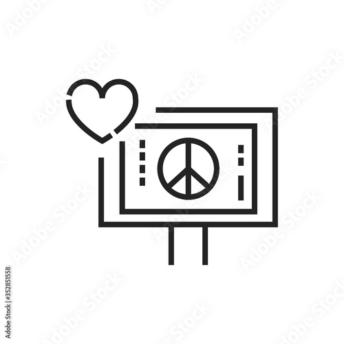 Pacifism line black icon. Social protest. Pictogram for web page, mobile app, promo. Editable stroke.