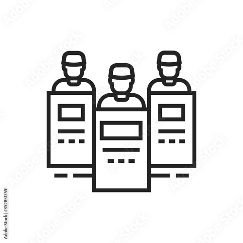 Riot police black color icon. Crowd control. Law enforcement. Pictogram for web page, mobile app, promo. Editable stroke