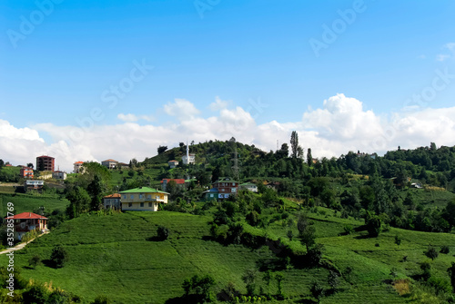 TRABZON, TURKEY - SEPTEMBER 24, 2009: Village View and Tea Gardens. Of District