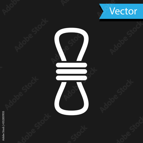 White Climber rope icon isolated on black background. Extreme sport. Sport equipment. Vector Illustration