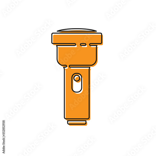 Orange Flashlight icon isolated on white background. Vector Illustration